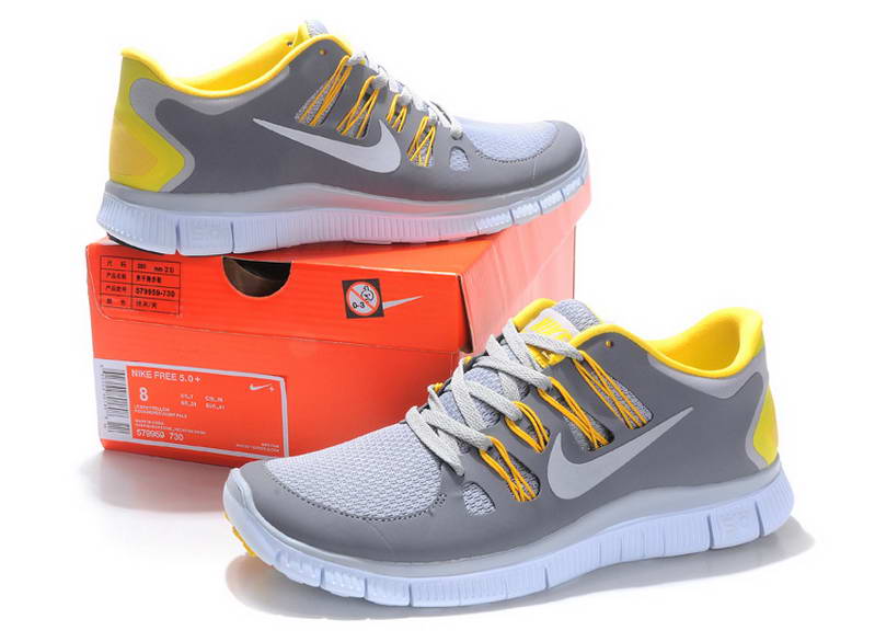 nike Free Run 5.0 V2  Mens and Womens Running Shoes New Breathable Gray Yellow (3)